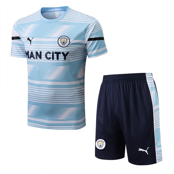 Camiseta Entrenamiento Manchester City Conjunto Completo 2022/23 Azul Blanco